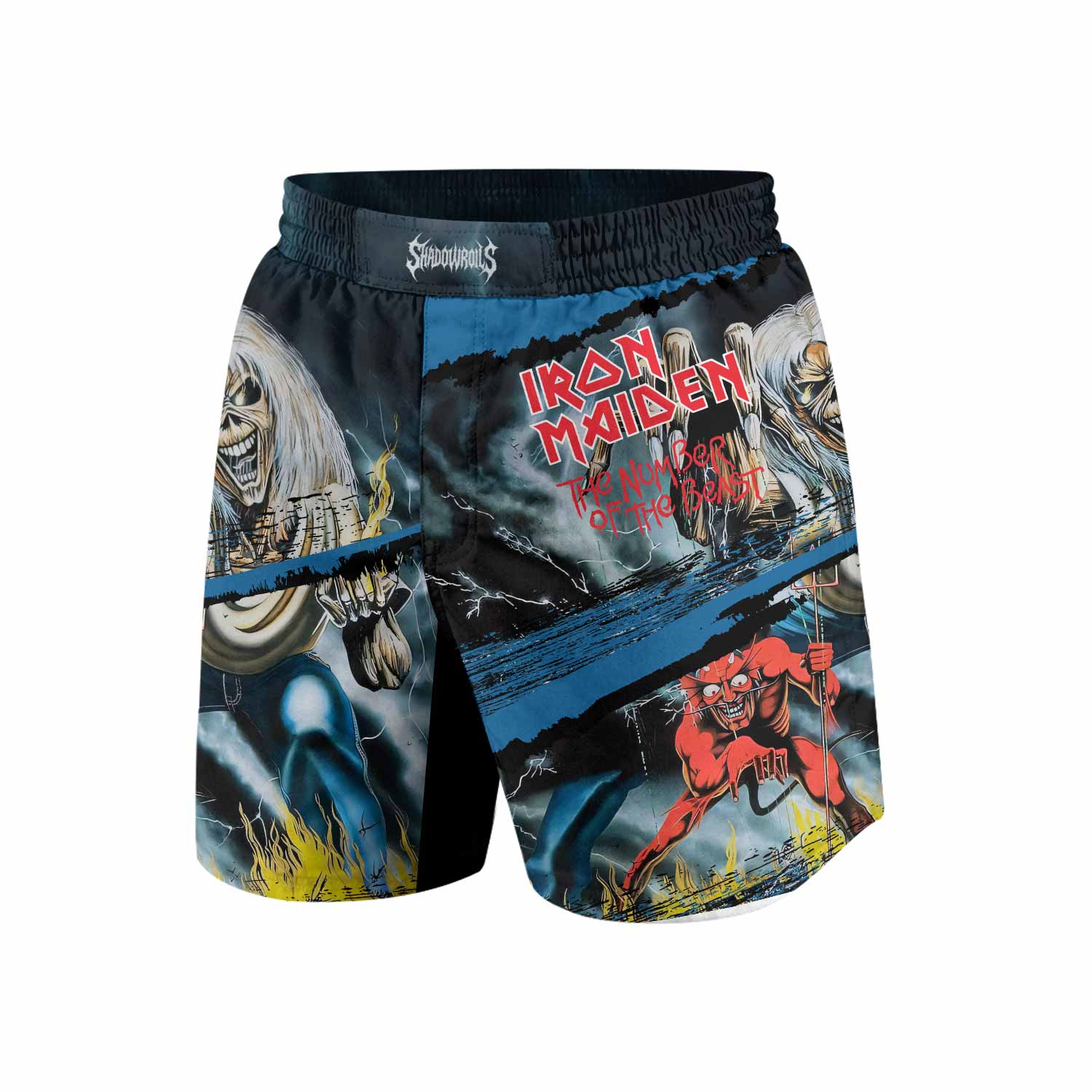 Iron Maiden The Number of the Beast Grappling Shorts - front view mockup