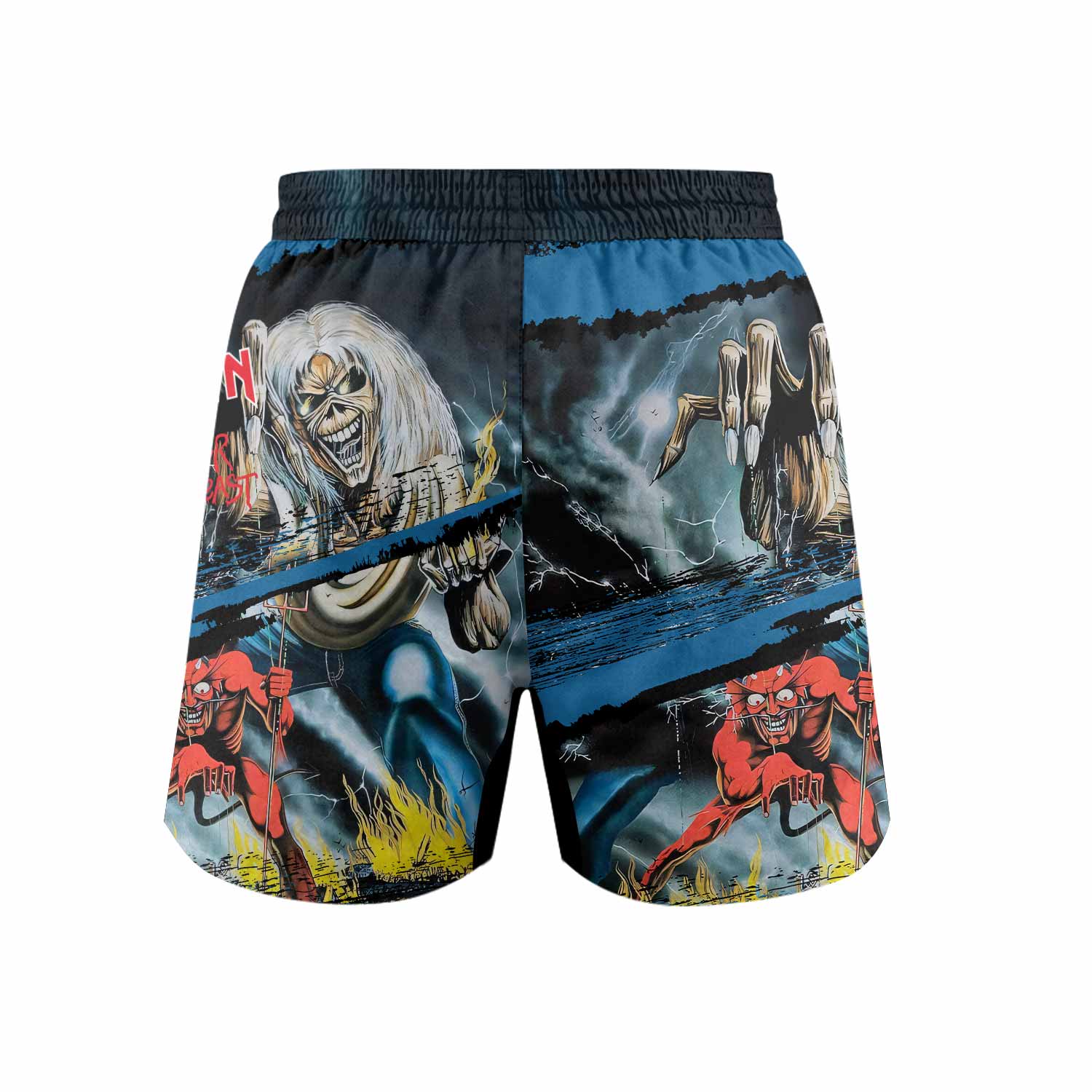 Iron Maiden The Number of the Beast Grappling Shorts - back view mockup