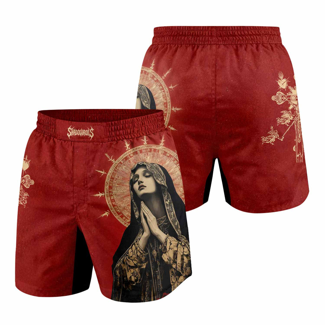 Mother of Sorrows Grappling Shorts - front and back view