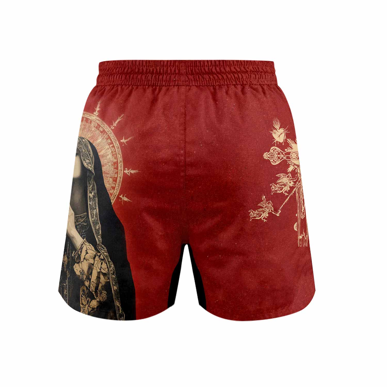 Mother of Sorrows Grappling Shorts - back view mockup