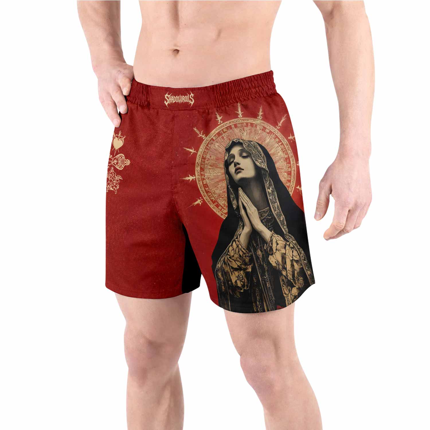 Mother of Sorrows Grappling Shorts - front view lifestyle
