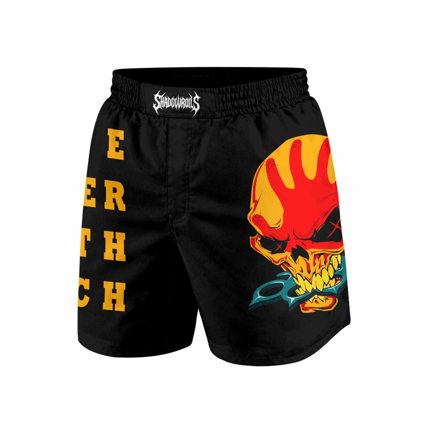 Five Finger Death Punch Camo Grappling Shorts - front view mockup