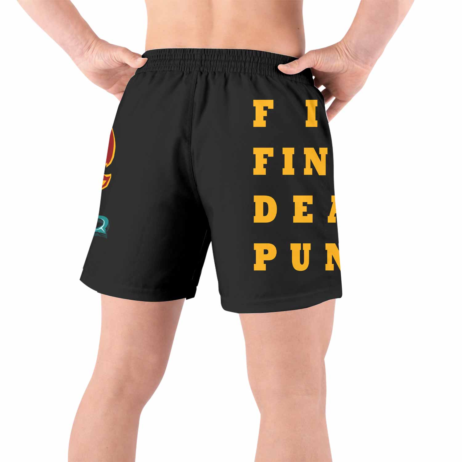 Five Finger Death Punch Camo Grappling Shorts - back view lifestyle