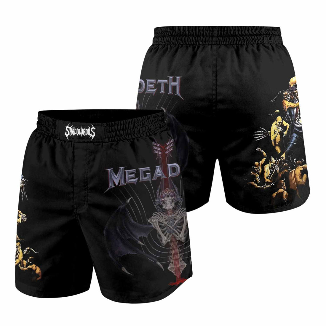Megadeth Holy Wars 991 Wild Oats Grappling Shorts - front and back view