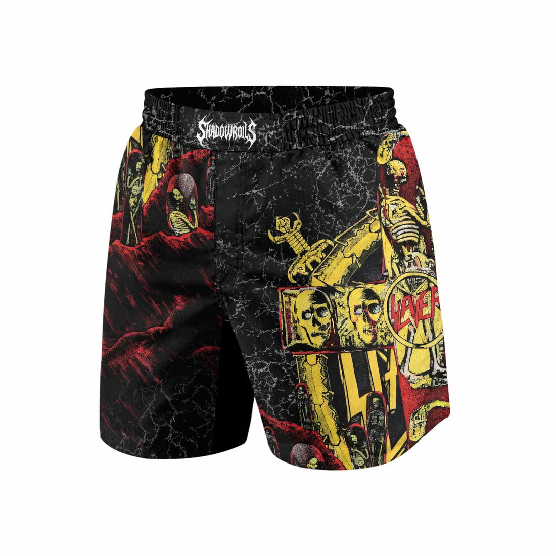 Vintage 1991 Slayer Grappling Shorts - front and back view