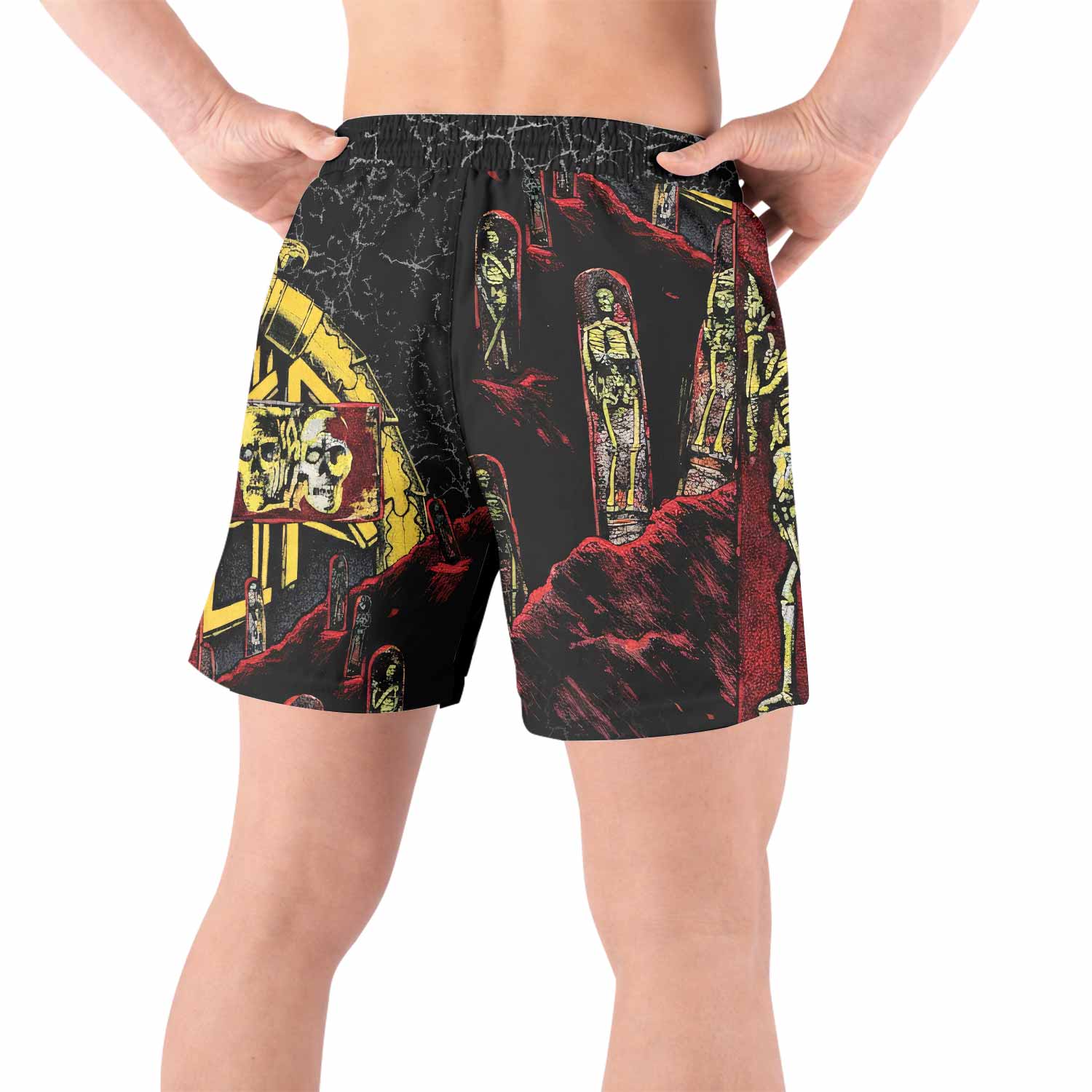 Vintage 1991 Slayer Grappling Shorts - back view lifestyle