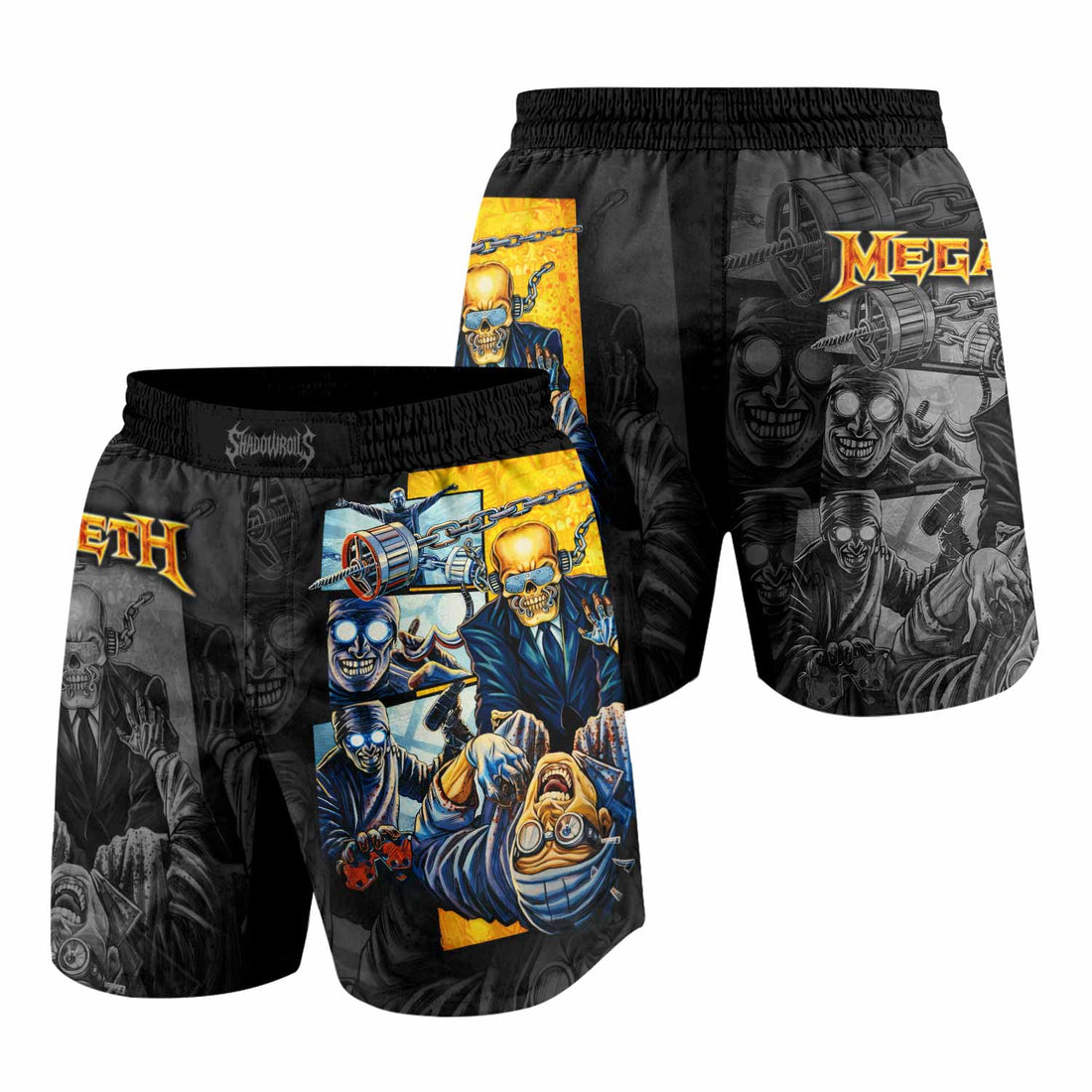 Megadeth Bloodstock Euro Tour Grappling Shorts - front and back view