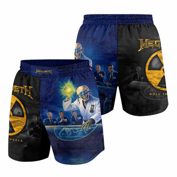 Megadeth Roll In Peace Grappling Shorts - front and back view