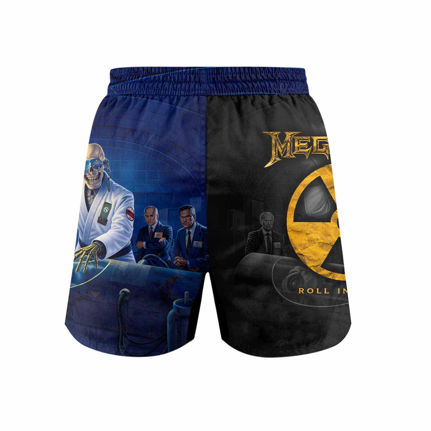 Megadeth Roll In Peace Grappling Shorts - back view mockup