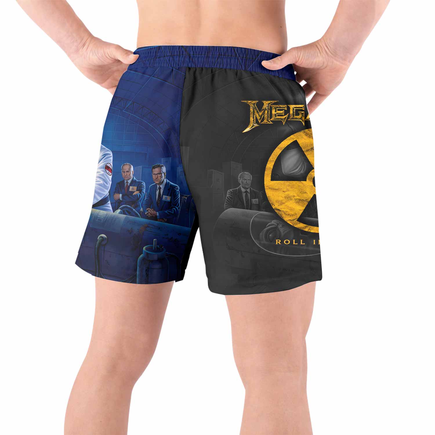 Megadeth Roll In Peace Grappling Shorts - back view lifestyle