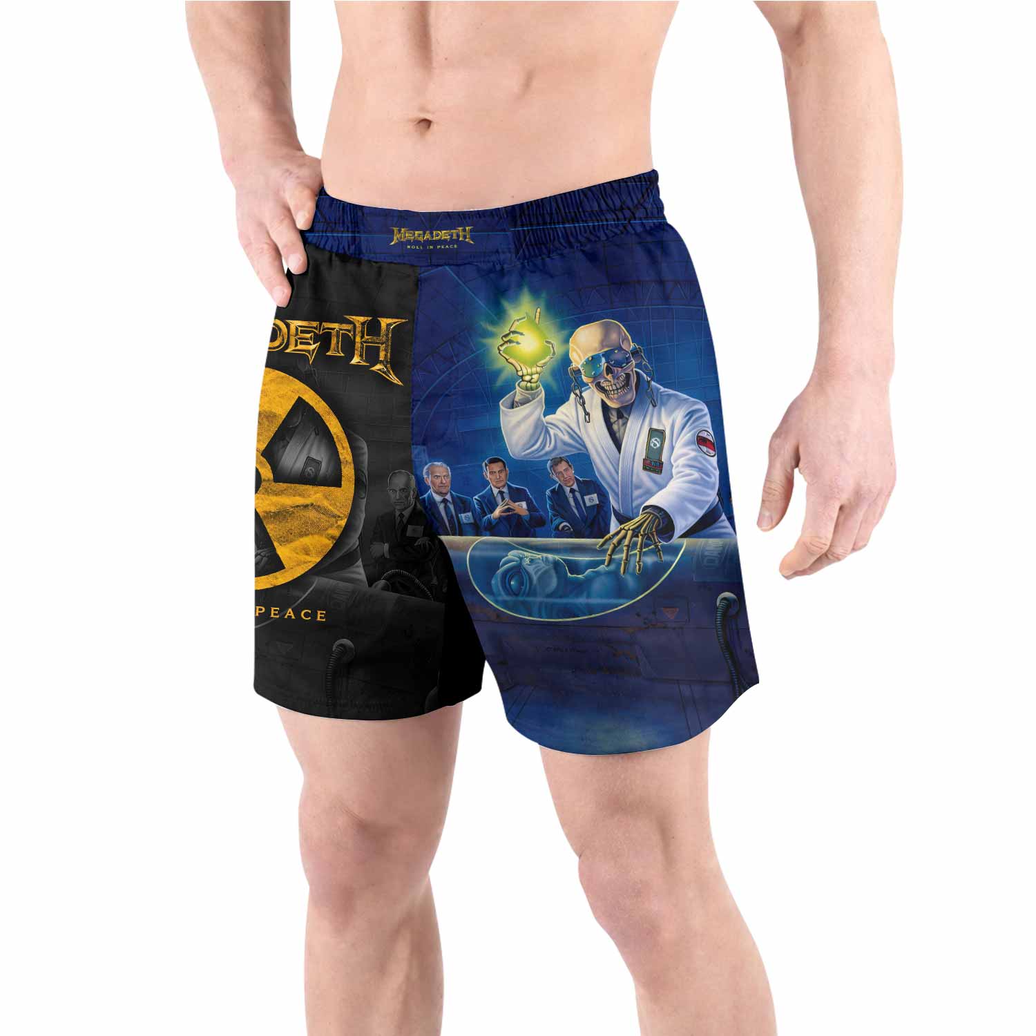Megadeth Roll In Peace Grappling Shorts - front view lifestyle