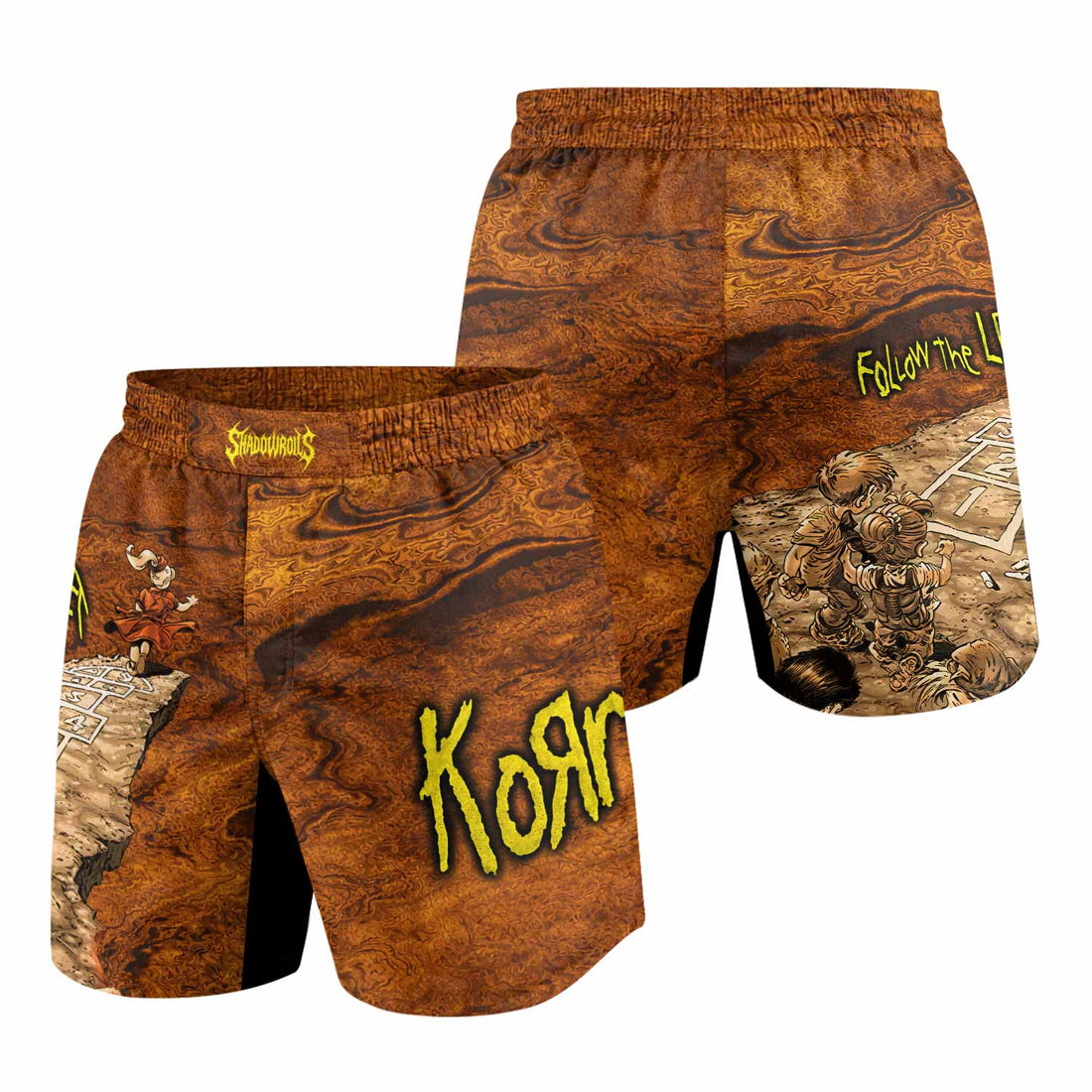 Follow the Leader Korn Grappling Shorts - front and back view