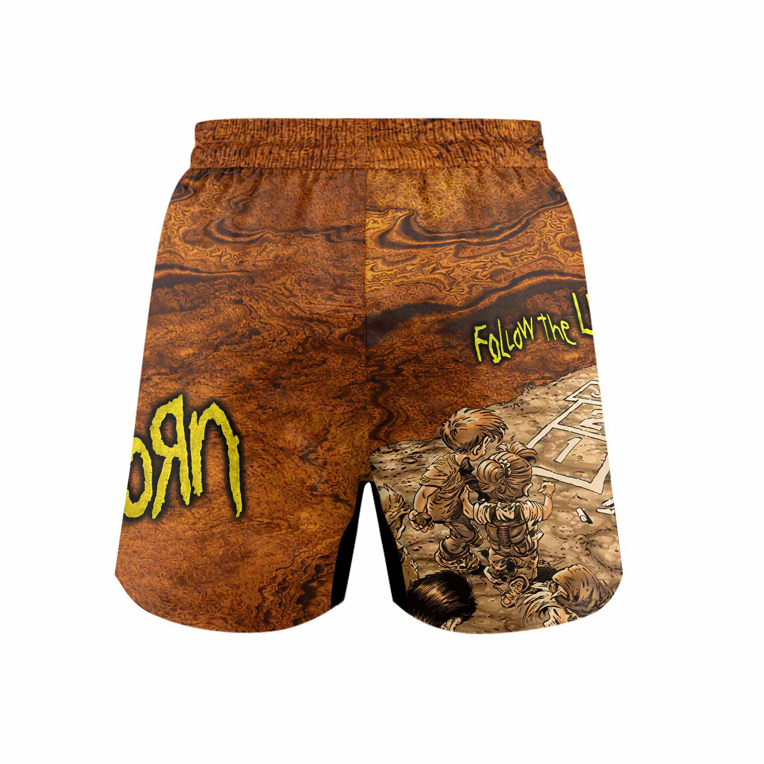 Follow the Leader Korn Grappling Shorts - back view mockup