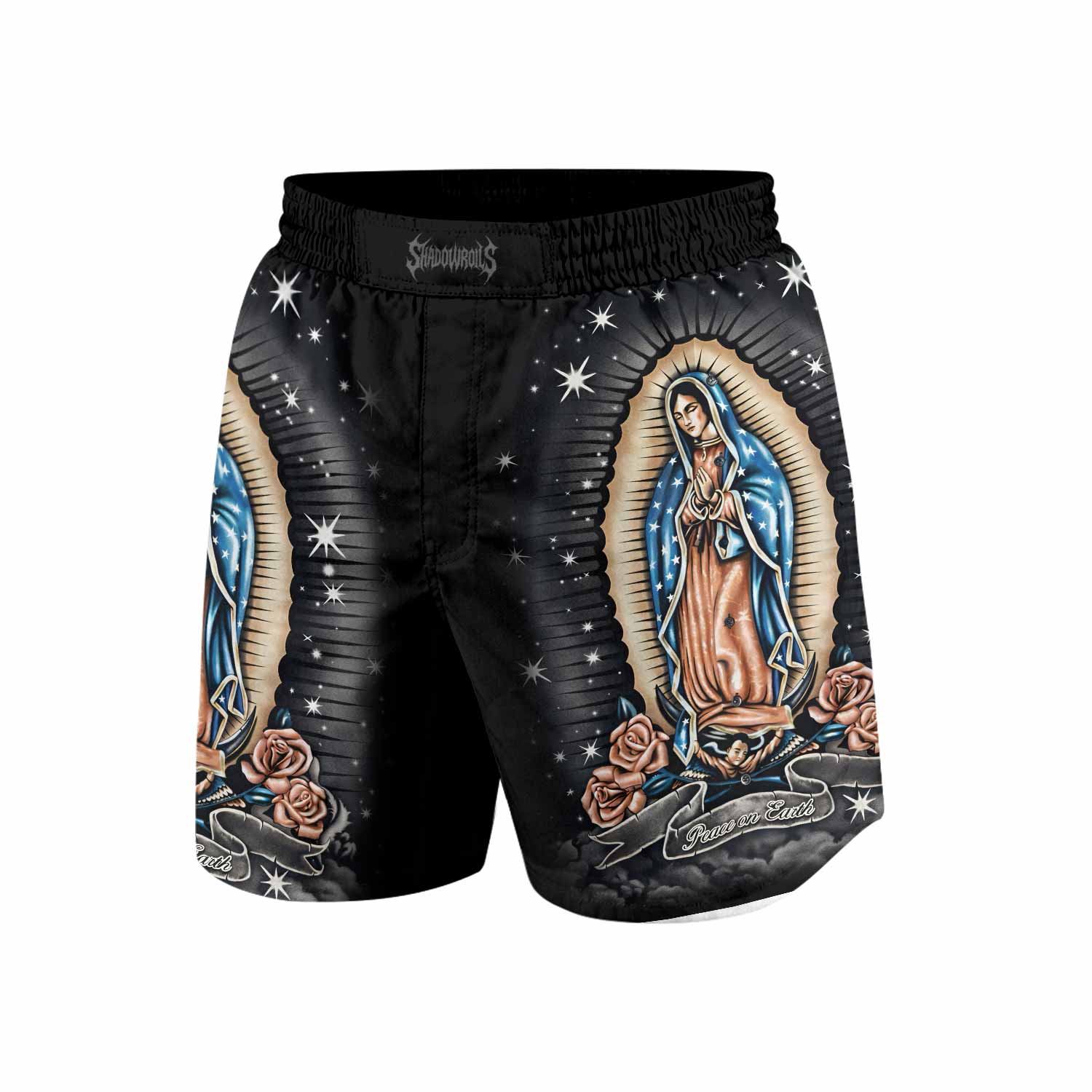Peace on Earth Grappling Shorts - front view mockup