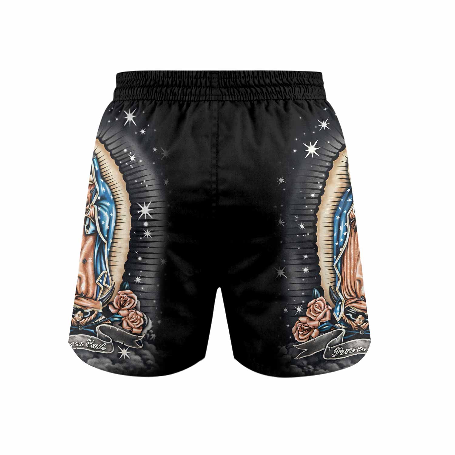 Peace on Earth Grappling Shorts - back view mockup