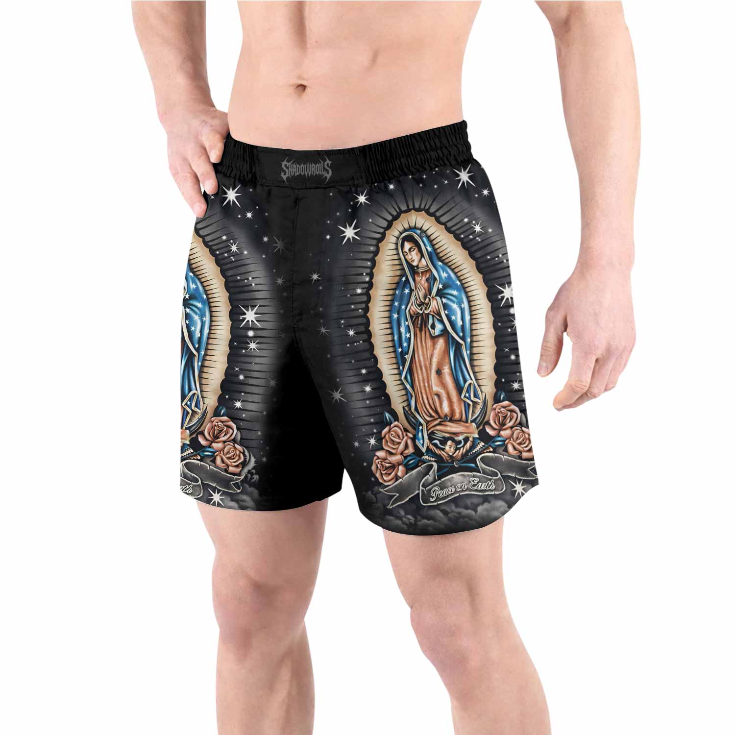 Peace on Earth Grappling Shorts - front view lifestyle