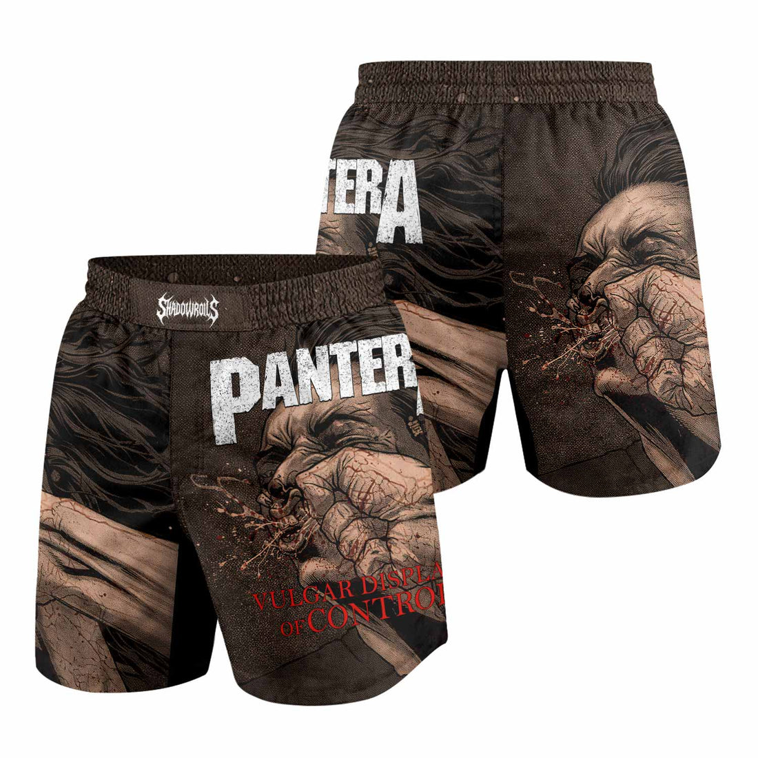 Pantera Vulgar Display Of Control Grappling Shorts - front and back view
