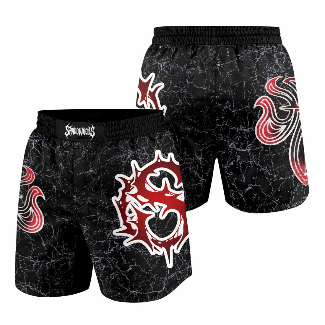 Crimson Faith Cross Grappling Shorts - front and back view