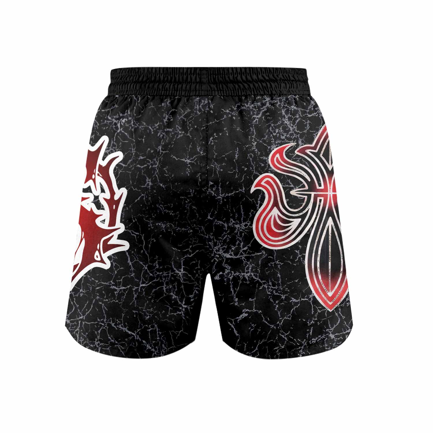 Crimson Faith Cross Grappling Shorts - back view mockup
