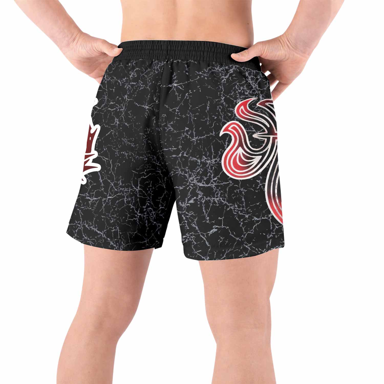 Crimson Faith Cross Grappling Shorts - back view lifestyle