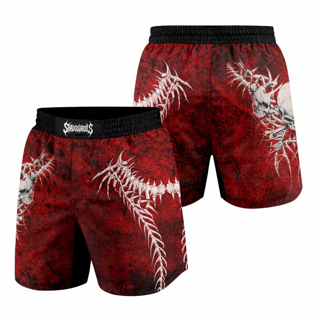 Blood Spine Skull Grappling Shorts - front and back view