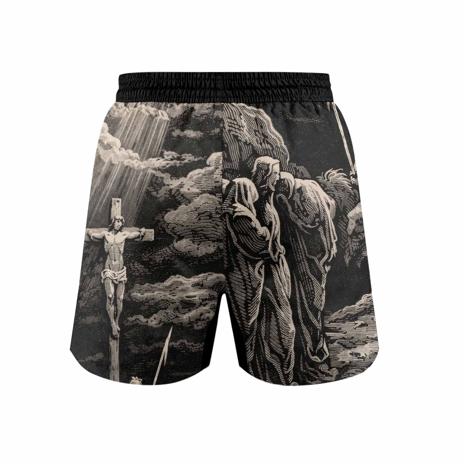 By His Stripes We Are Healed Grappling Shorts - back view mockup