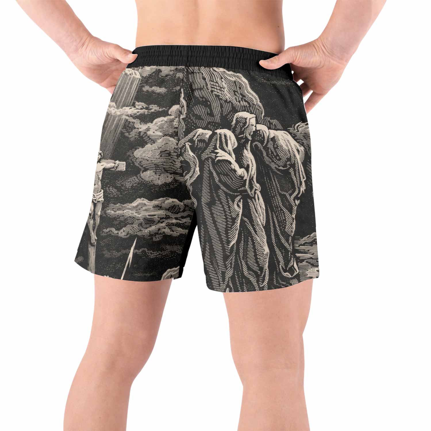By His Stripes We Are Healed Grappling Shorts - back view lifestyle
