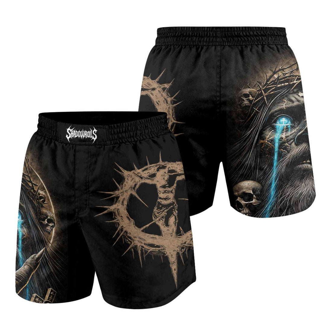 Tears Of Christ Grappling Shorts - front and back view