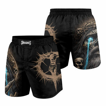 Tears Of Christ Grappling Shorts - front and back view