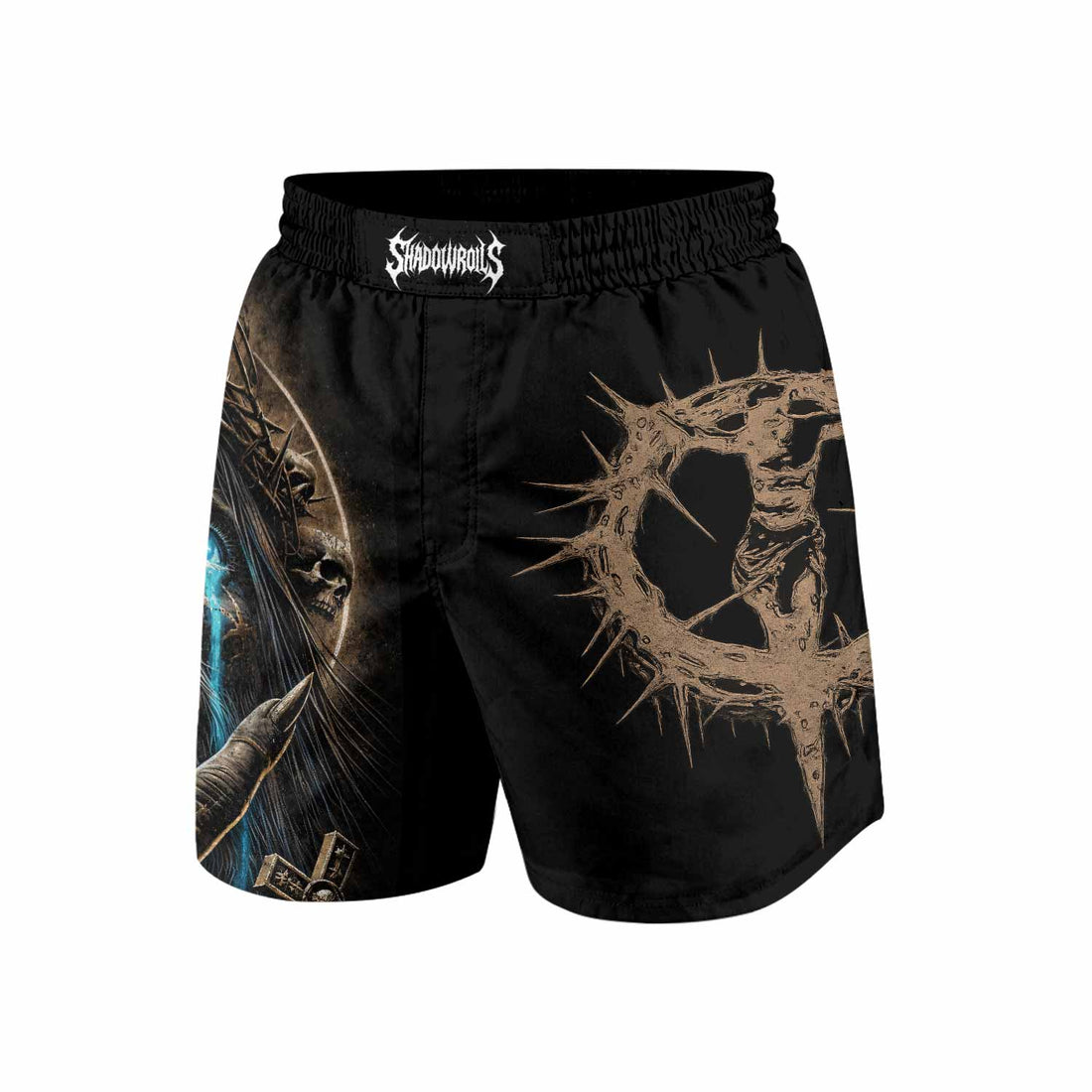 Tears Of Christ Grappling Shorts - front and back view