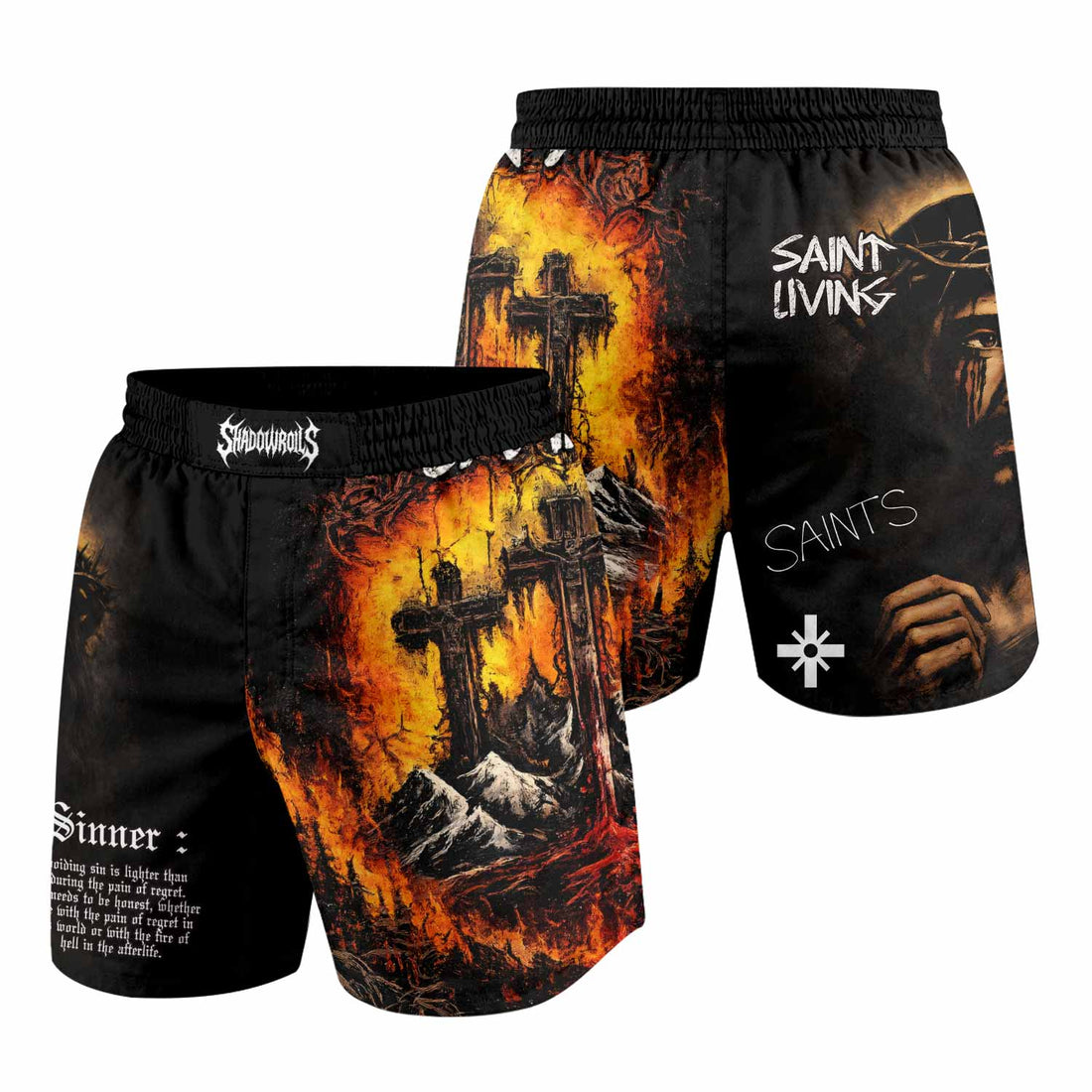 Saint Living Grappling Shorts - front and back view