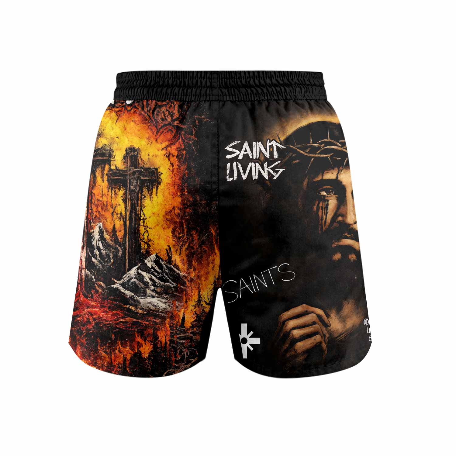 Saint Living Grappling Shorts - back view mockup