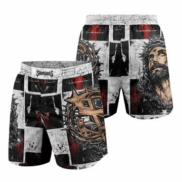 Man of Sorrows Grappling Shorts - front and back view