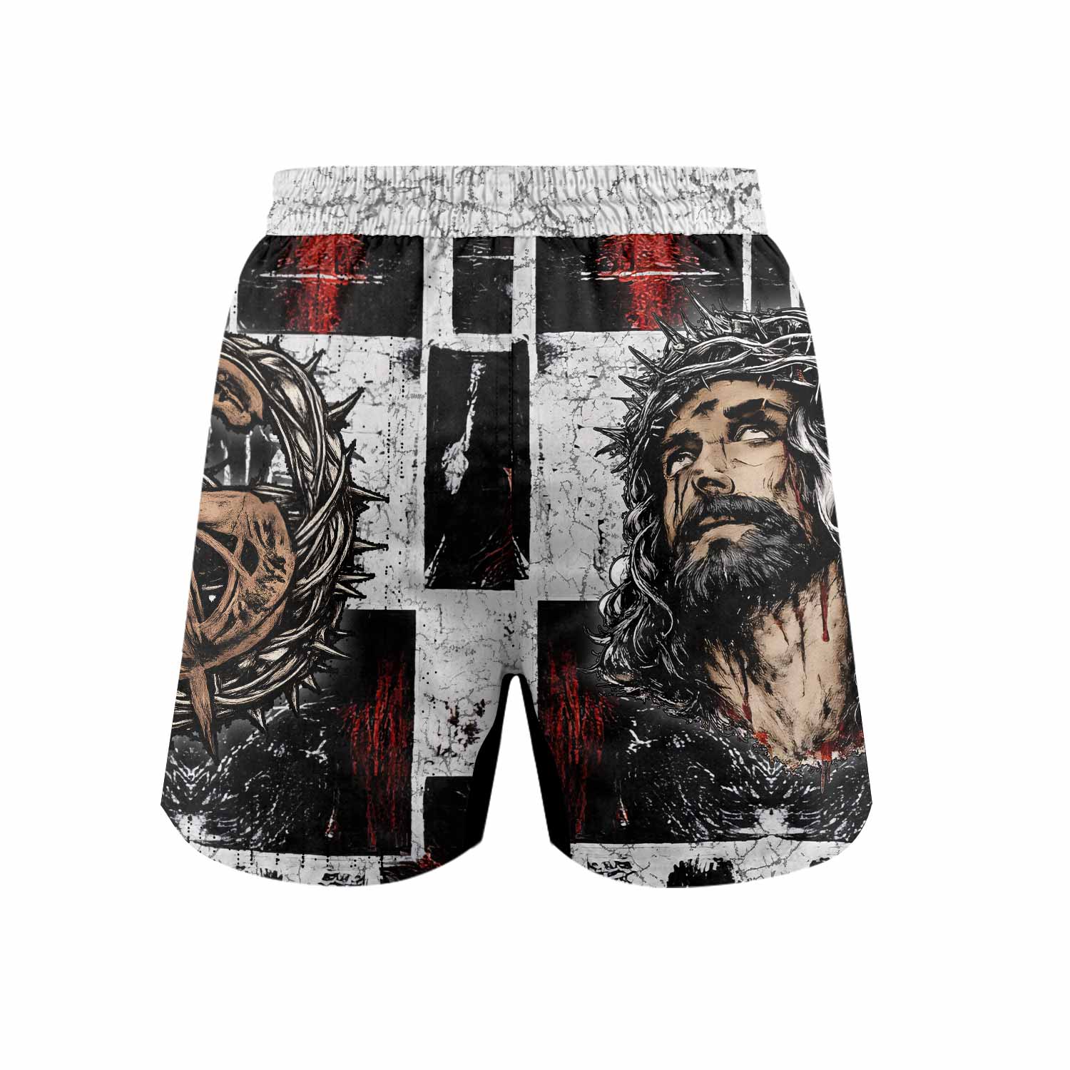 Man of Sorrows Grappling Shorts - back view mockup