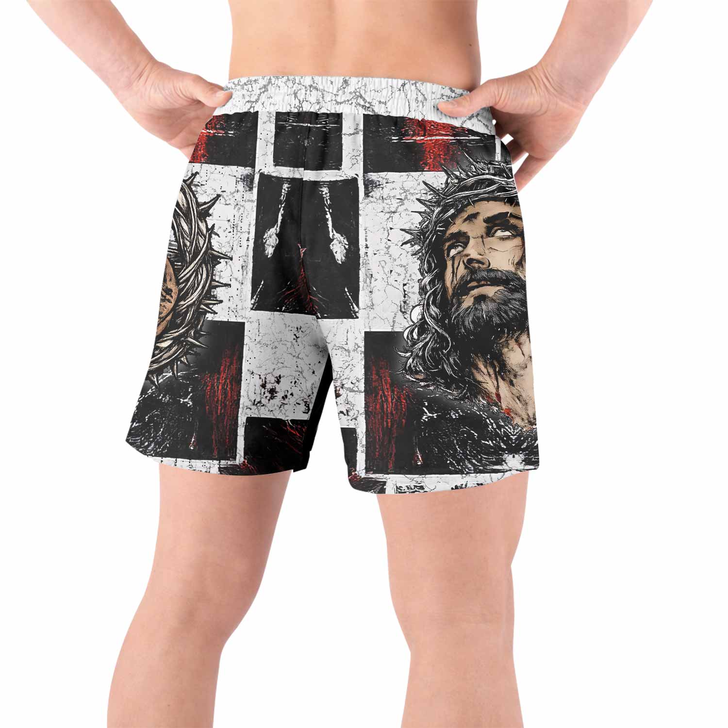 Man of Sorrows Grappling Shorts - back view lifestyle