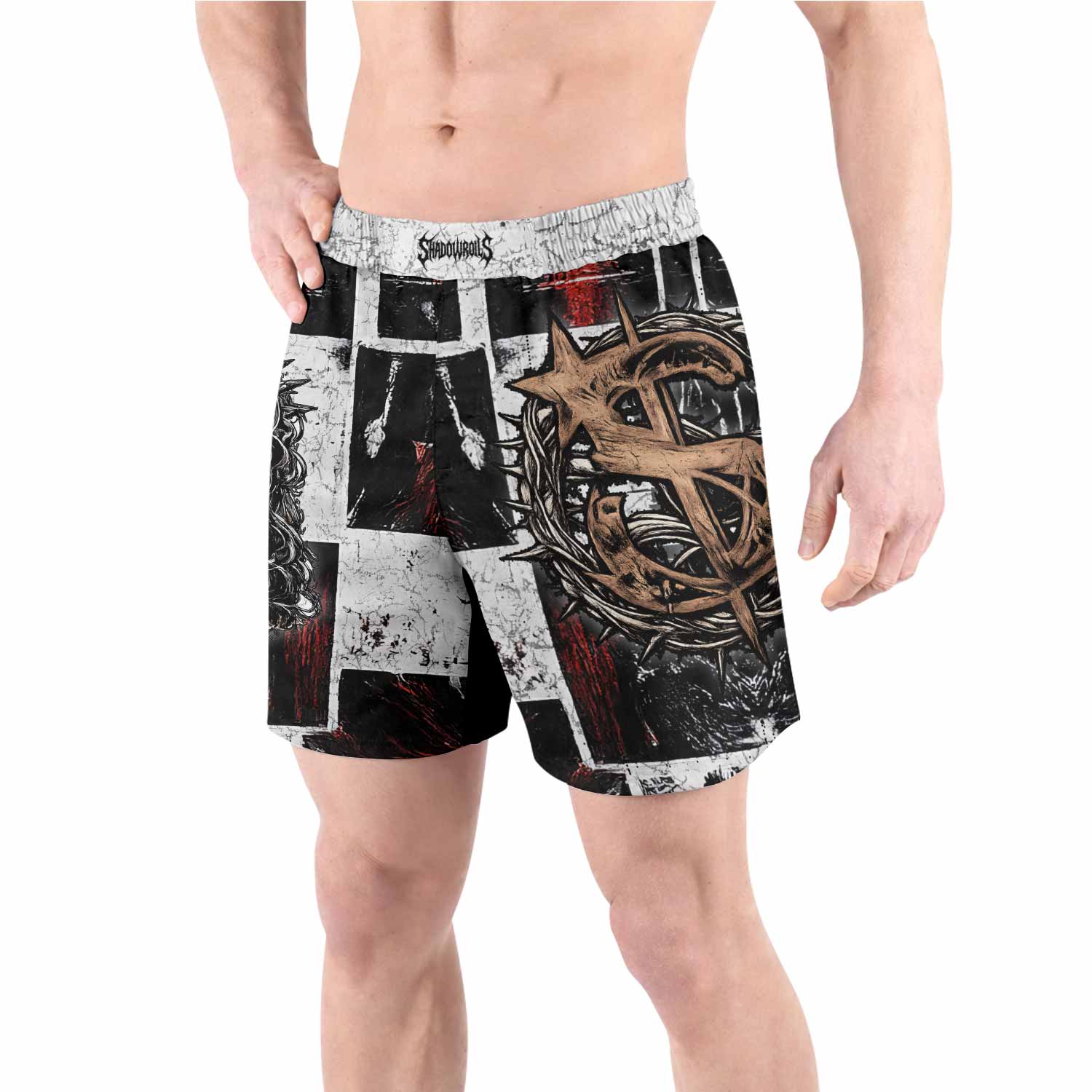 Man of Sorrows Grappling Shorts - front view lifestyle