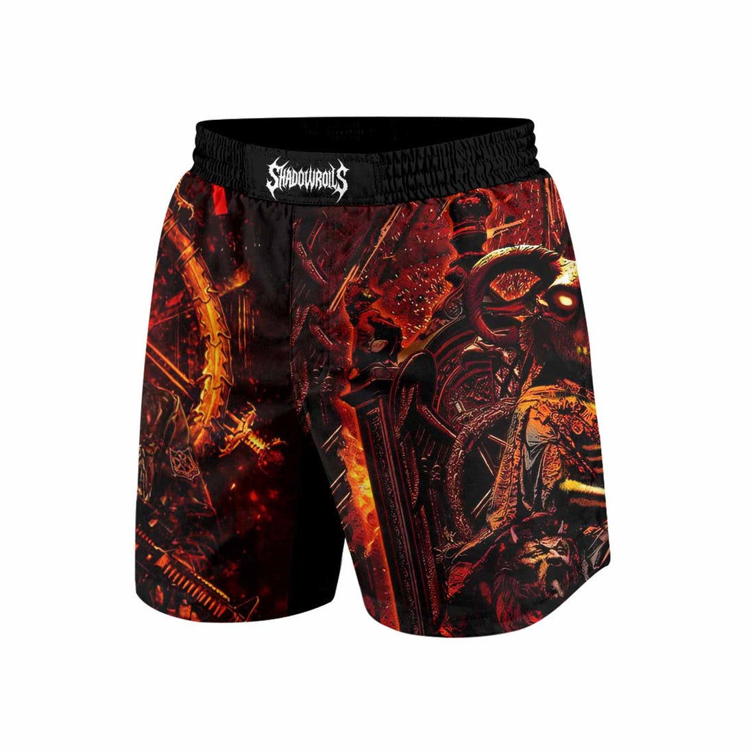 Slayer Goat Skull Grappling Shorts - front and back view