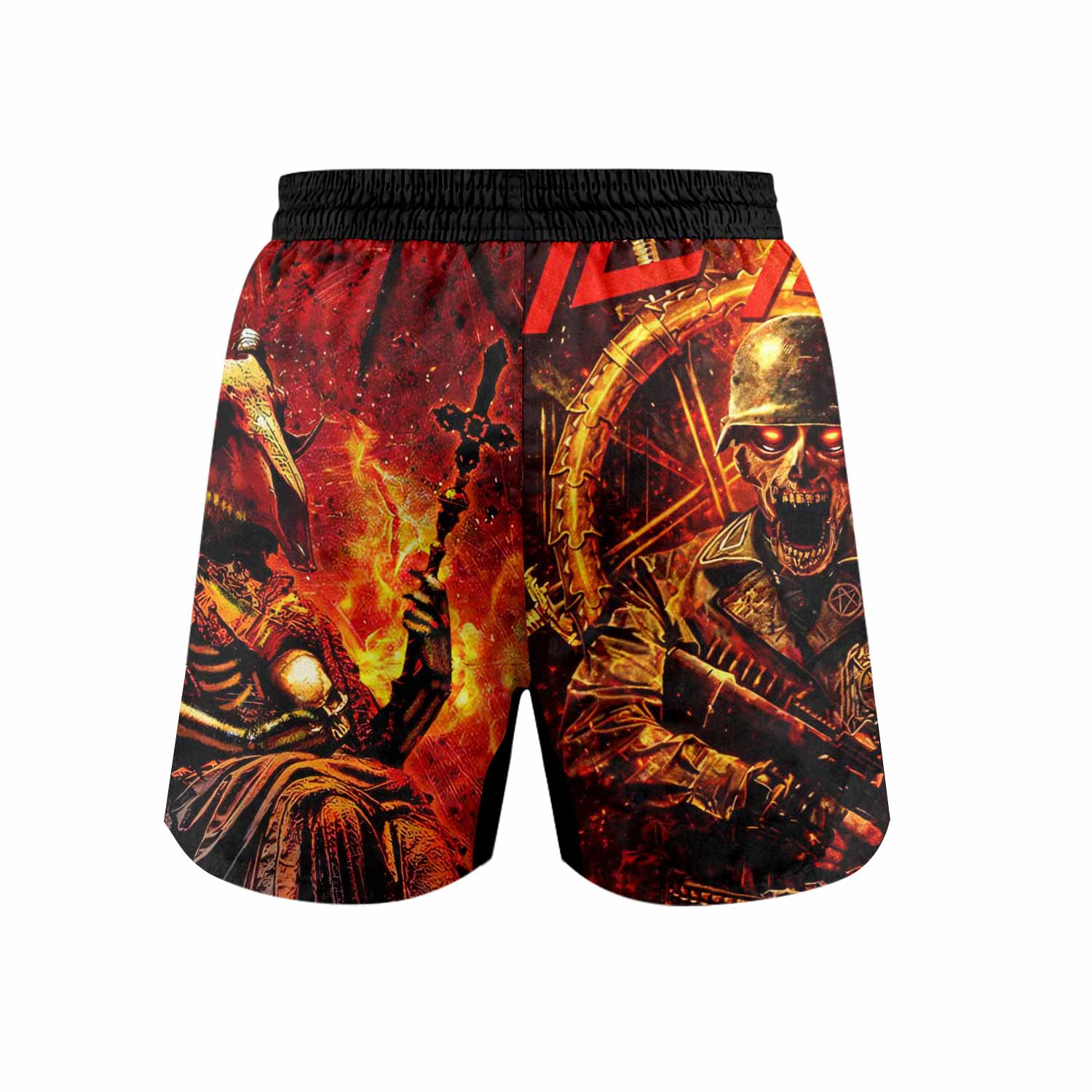 Slayer Goat Skull Grappling Shorts - back view mockup