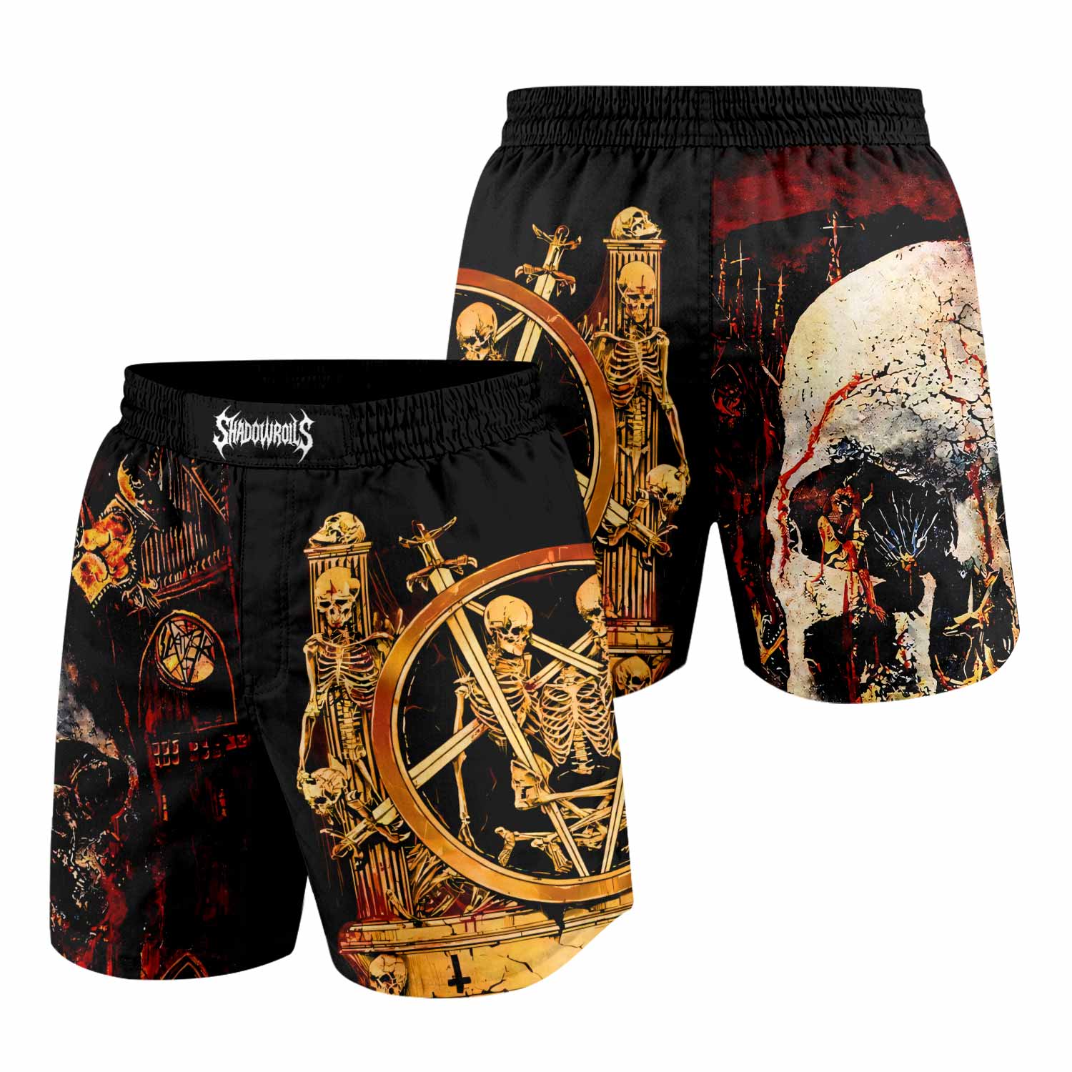 Slayer South Of Heaven Grappling Shorts - front and back view