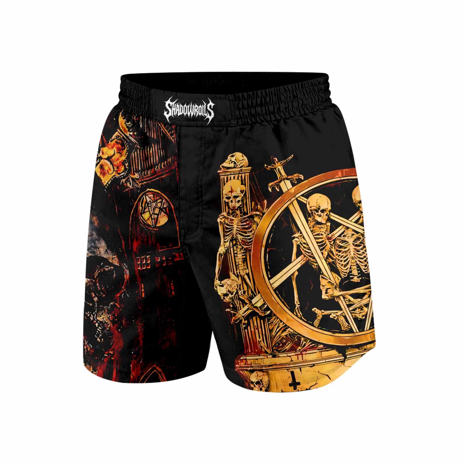 Slayer South Of Heaven Grappling Shorts - front view mockup