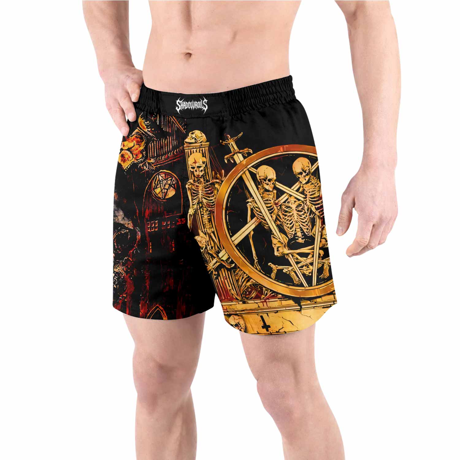 Slayer South Of Heaven Grappling Shorts - front view lifestyle