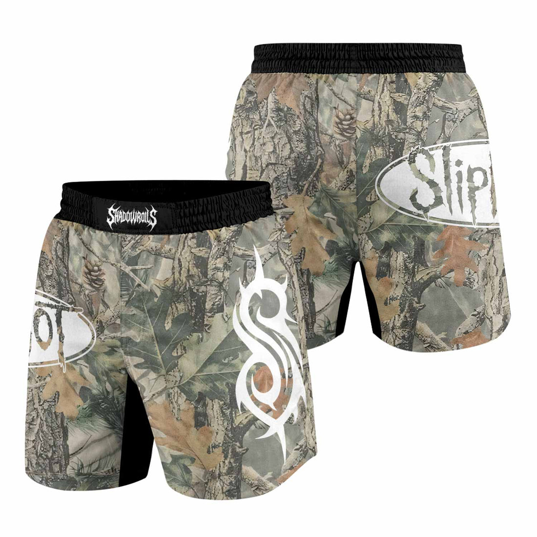 Slipknot Forest Camo Grappling Shorts - front and back view