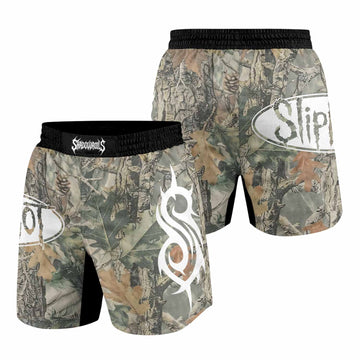 Slipknot Forest Camo Grappling Shorts - front and back view