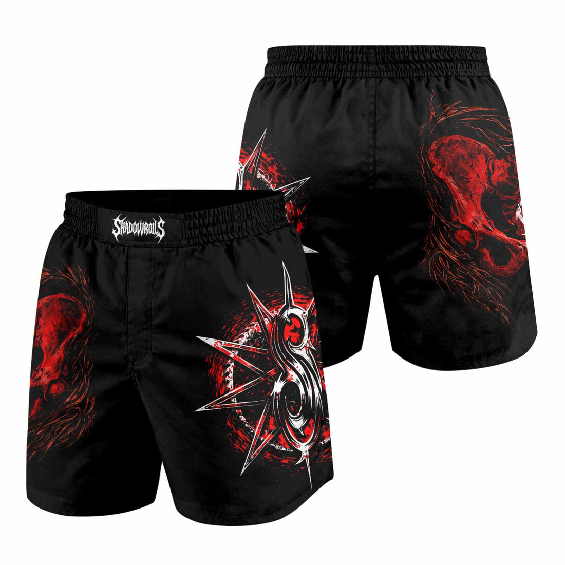 Slipknot Crimson Ribcage Grappling Shorts - front and back view