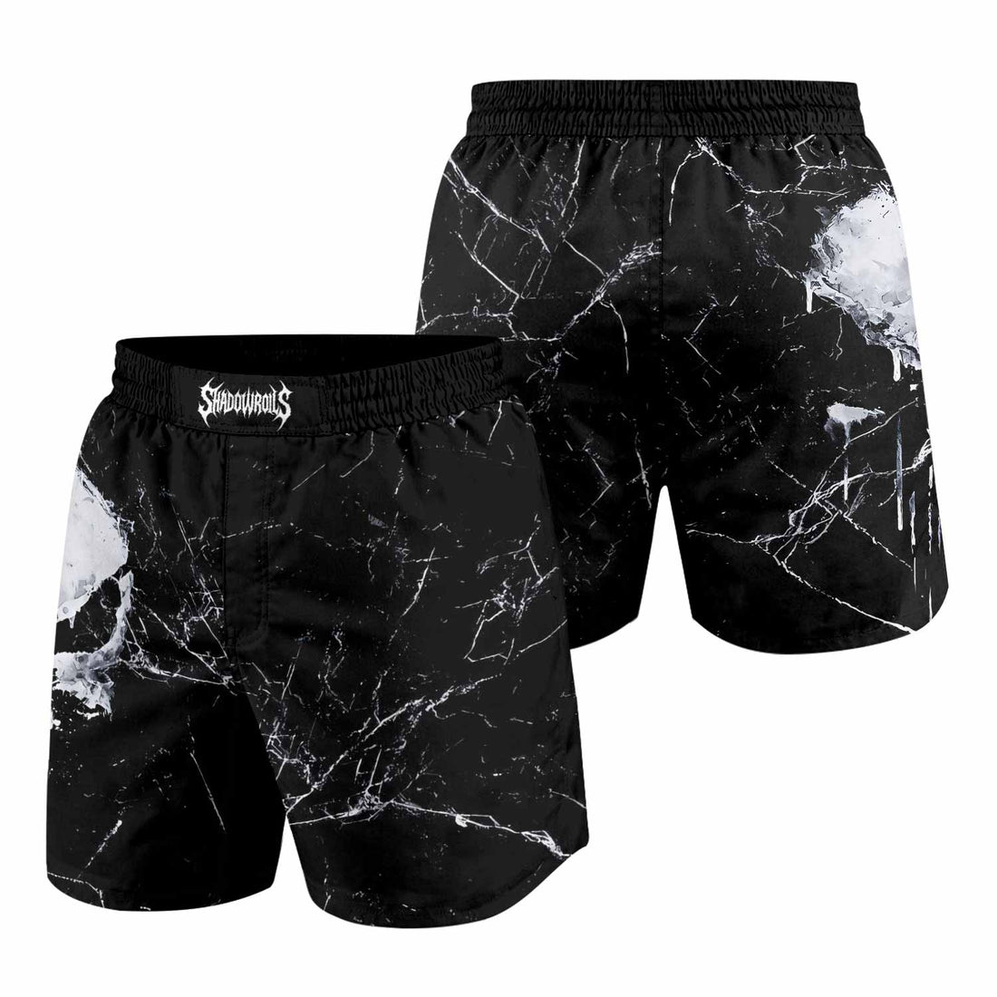 Punisher War Skull Grappling Shorts - front and back view
