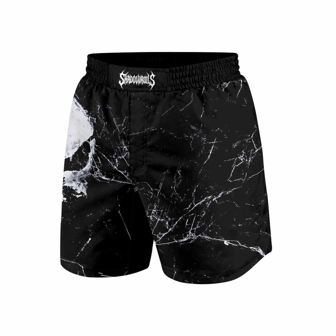 Punisher War Skull Grappling Shorts - front and back view
