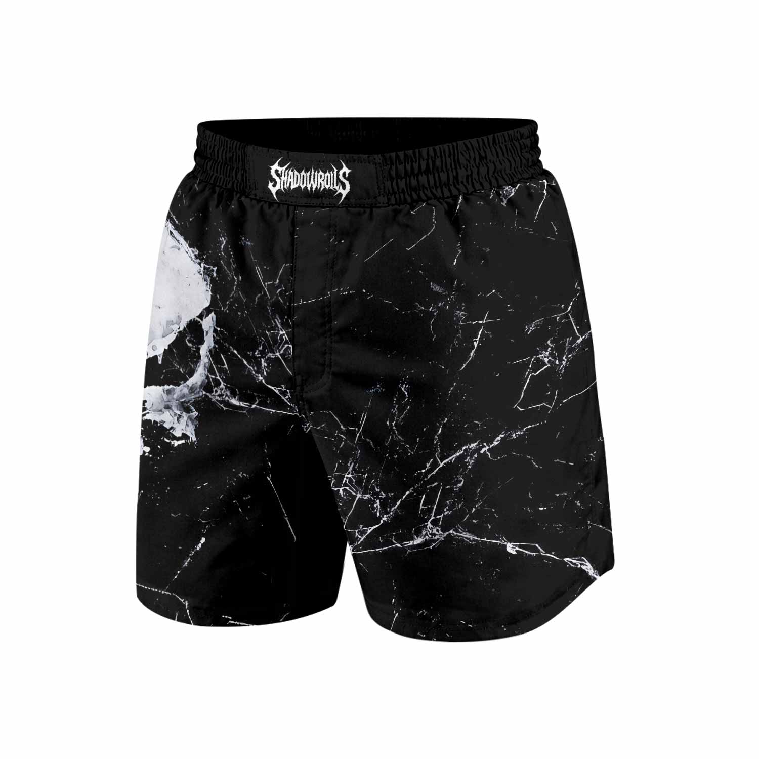 Punisher War Skull Grappling Shorts - front view mockup