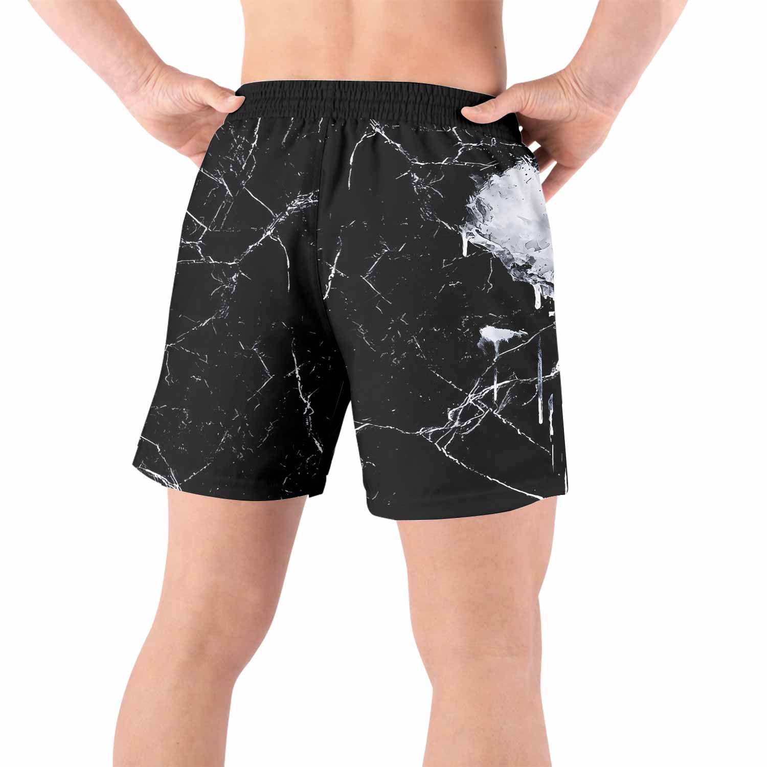 Punisher War Skull Grappling Shorts - back view lifestyle