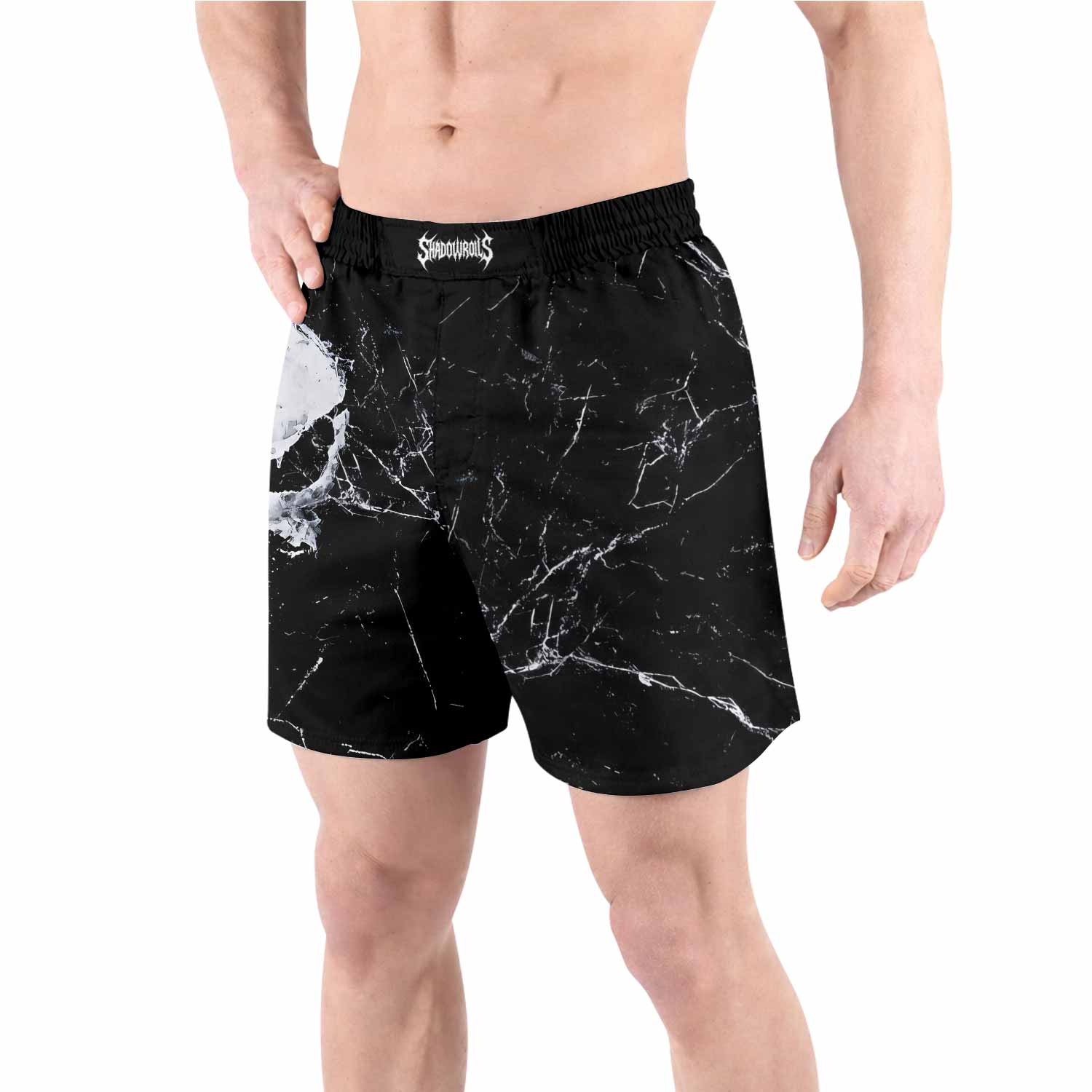 Punisher War Skull Grappling Shorts - front view lifestyle