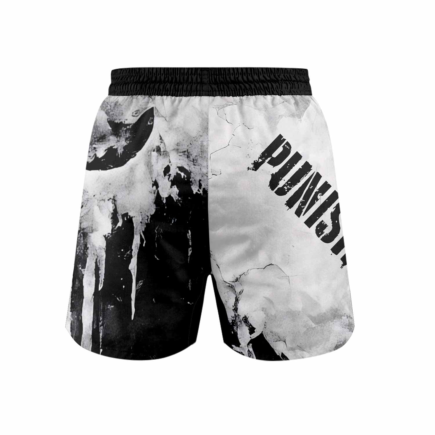 Punisher Ghost Skull Grappling Shorts - back view mockup